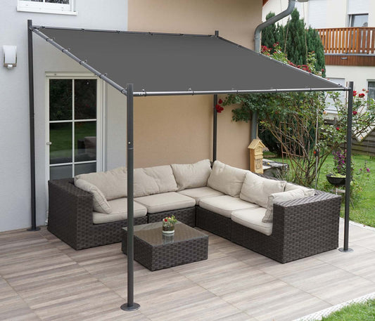 Pergola MCW-A22, aanbouw pergola tuinpaviljoen terrasoverkapping zonwering, 3x3m ~ antraciet