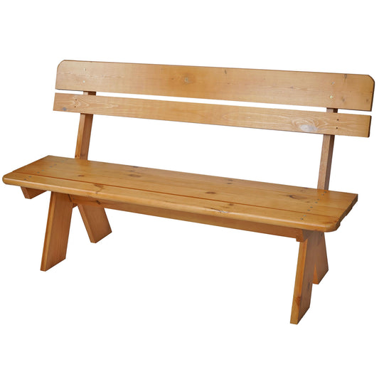 Houten bank Tuinbank Parkbank Oslo 148cm catering kwaliteit massief ~ honingbruin gelakt