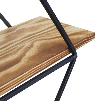 Wandplank MCW-A80, hangende plank, industrieel ontwerp, echt hout 60x55x12cm ~ bruin