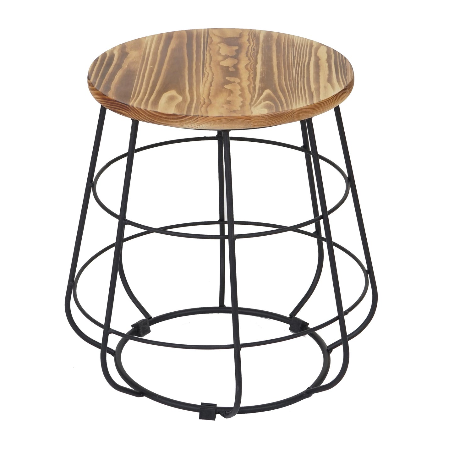 Bijzettafel MCW-A80, nachtkastje salontafel, industrieel ontwerp echt hout MVG Ø35cm