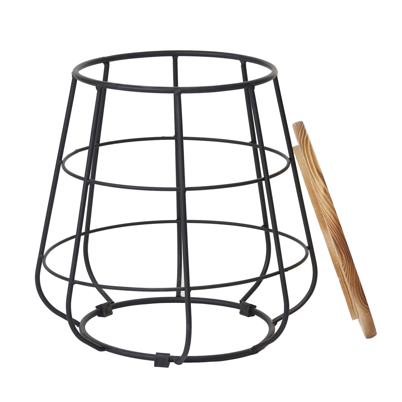 Bijzettafel MCW-A80, nachtkastje salontafel, industrieel ontwerp echt hout MVG Ø35cm