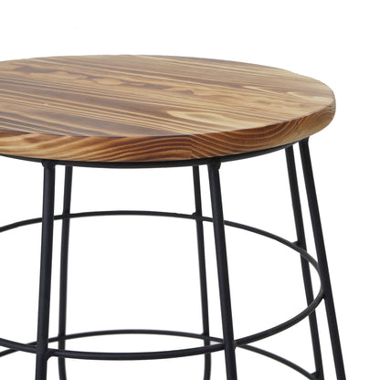Bijzettafel MCW-A80, nachtkastje salontafel, industrieel ontwerp echt hout MVG Ø35cm