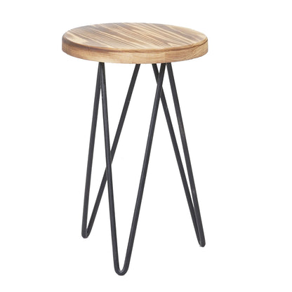 Set van 2 bijzettafels MCW-A80, nachtkastje salontafel, industrieel echt hout MVG-gecertificeerd Ø25cm ~ natuurlijke kleur