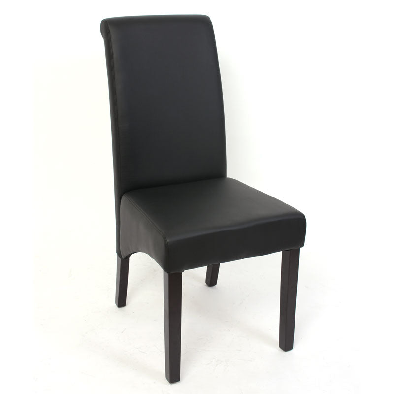 Eetkamerset Set M37, bank en 2 stoelen kunstleer ~ 120x43x49 cm zwart, donkere poten