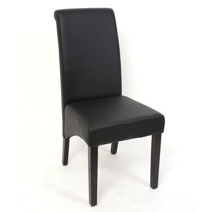 Eetkamerset Set M37, bank en 2 stoelen kunstleer ~ 120x43x49 cm zwart, donkere poten