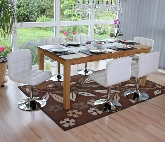 Set van 6 eetkamerstoelen Bureaustoel Stoel Kavala kunstleer chroom ~ wit