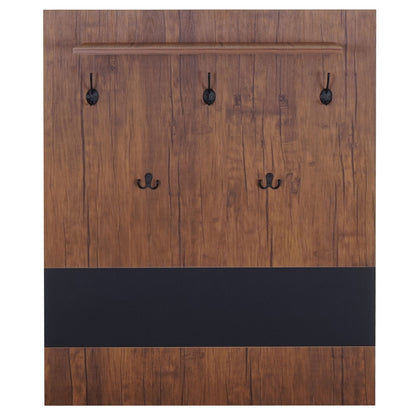 Wandkapstok MCW-A27, kapstok, kapstokpaneel, 5 haken 100x80cm 3D structuur, MVG wild eiken look