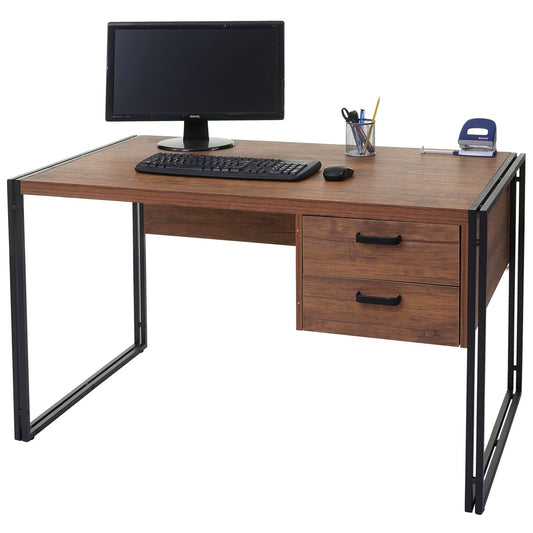Bureau MCW-A27, bureau computerbureau, 76x122x73cm 3D structuur, wilde eik-look
