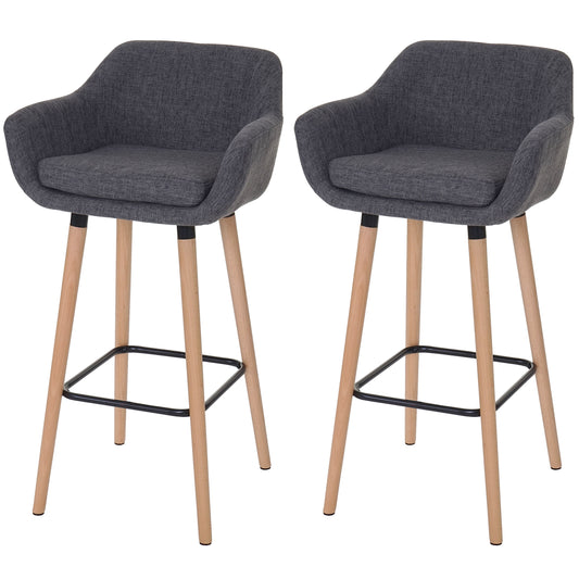 Set van 2 barkrukken Malmö T381, barkruk counterkruk ~ textiel, grijs