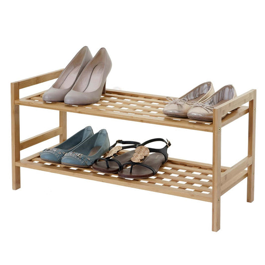 Schoenenrek MCW-B53, plank Boekenplank Badkamerplank Staande plank, bamboe ~ 2 planken