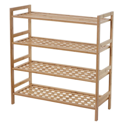 Schoenenrek MCW-B53, plank Boekenplank Badkamerplank Staande plank, bamboe ~ 4 planken