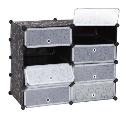 Schoenenkast MCW-B66, schoenenrek kast opbergruimte, 8 compartimenten 73x92x36cm ~ zwart