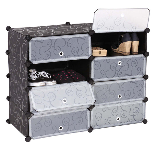 Schoenenkast MCW-B66, schoenenrek kast opbergruimte, 8 compartimenten 73x92x36cm ~ zwart