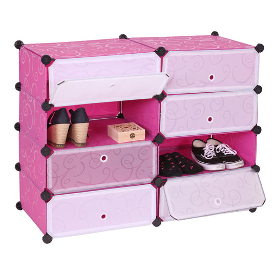 Schoenenkast MCW-B66, schoenenrek kast opbergruimte, 8 compartimenten 73x92x36cm ~ roze