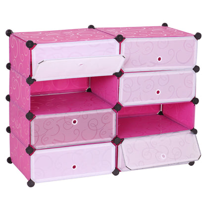 Schoenenkast MCW-B66, schoenenrek kast opbergruimte, 8 compartimenten 73x92x36cm ~ roze