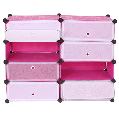 Schoenenkast MCW-B66, schoenenrek kast opbergruimte, 8 compartimenten 73x92x36cm ~ roze