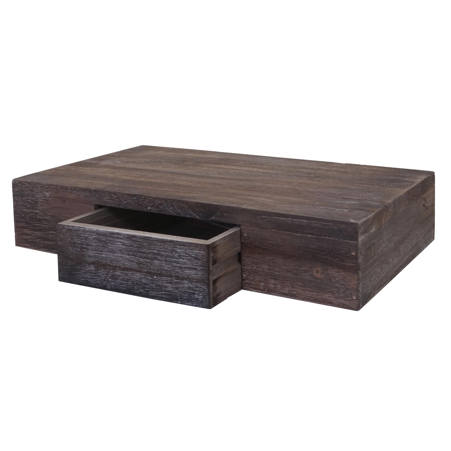 Wandplank Oise, hangplank met lade, 40cm ~ bruin shabby