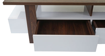 TV-rek MCW-B51, TV-tafel lowboard meubel, 3D structuur hoogglans walnoot look 46x150x45cm