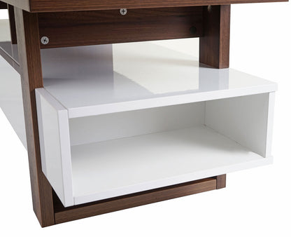 TV-rek MCW-B51, TV-tafel lowboard meubel, 3D structuur hoogglans walnoot look 46x150x45cm