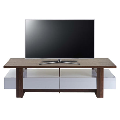 TV-rek MCW-B51, TV-tafel lowboard meubel, 3D structuur hoogglans walnoot look 46x150x45cm