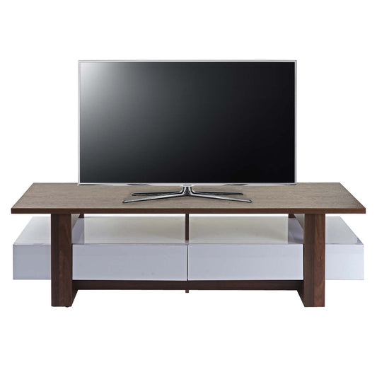 TV-rek MCW-B51, TV-tafel lowboard meubel, 3D structuur hoogglans walnoot look 46x150x45cm