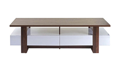 TV-rek MCW-B51, TV-tafel lowboard meubel, 3D structuur hoogglans walnoot look 46x150x45cm