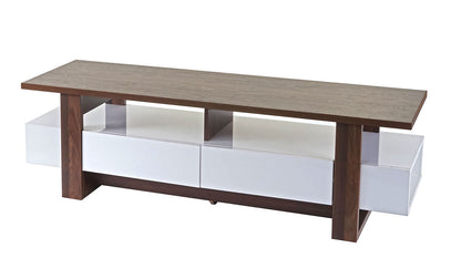 TV-rek MCW-B51, TV-tafel lowboard meubel, 3D structuur hoogglans walnoot look 46x150x45cm