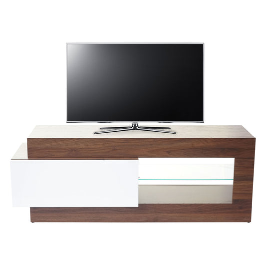 TV-rek MCW-B51, TV-tafel lowboard meubel, 3D structuur walnoot look hoogglans 55x150x47cm