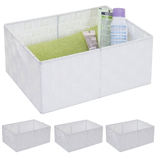 Set van 4 opbergmanden MCW-C37, decoratieve mand opbergplank mand decoratie 14x31x23cm ~ wit