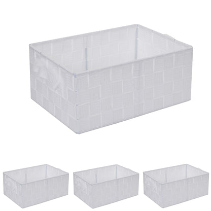 Set van 4 opbergmanden MCW-C37, decoratieve mand opbergplank mand decoratie 14x31x23cm ~ wit