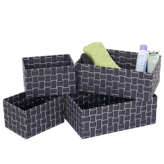 Set van 4 opbergmanden MCW-C37, decoratieve mand opbergplank mand decoratie ~ donkergrijs