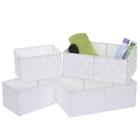 Set van 4 opbergmanden MCW-C37, decoratieve mand opbergplank mand decoratie ~ wit