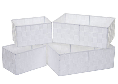 Set van 4 opbergmanden MCW-C37, decoratieve mand opbergplank mand decoratie ~ wit