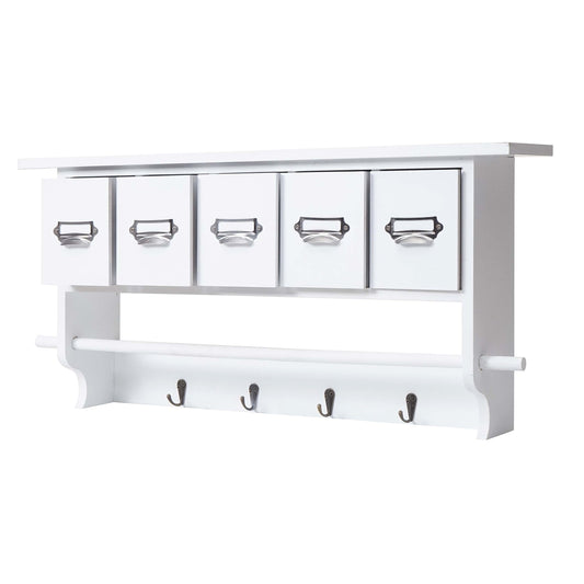 Keukenplank MCW-C49, huishoudplank Legplank, vintage met 5 laden 32x65x13cm ~ wit
