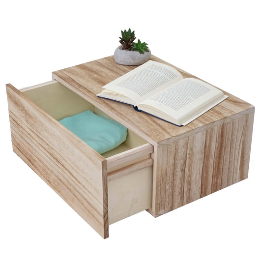 Wandplank MCW-C55, lade plank, shabby-look vintage, 21x46x30cm ~ naturel bruin