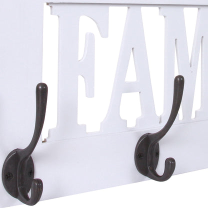 Wandkapstok MCW-C60 Familie, kapstok, kapstokpaneel, shabby look vintage 60x21cm ~ wit gelakt