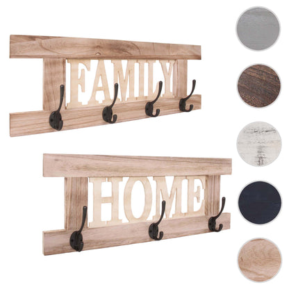 2-delige wandkapstokset MCW-C60 Home+Family kapstokpaneel, shabby look vintage ~ natuurlijk bruin