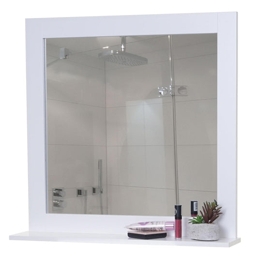 Wandspiegel MCW-F75, badkamerspiegel, landhuisplank 58x59x12cm wit