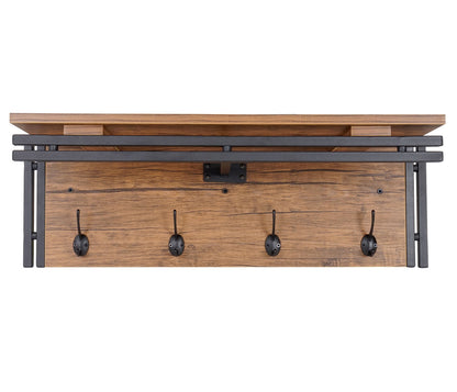 Wandkapstok MCW-A27, kapstokplank, 4 haken 24x75x24cm 3D structuur ~ Wilde eik look
