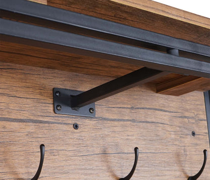 Wandkapstok MCW-A27, kapstokplank, 4 haken 24x75x24cm 3D structuur ~ Wilde eik look