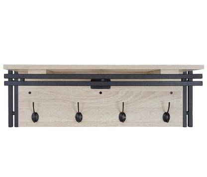 Wandkapstok MCW-A27, kapstokplank, 4 haken 24x75x24cm 3D structuur ~ eiken look