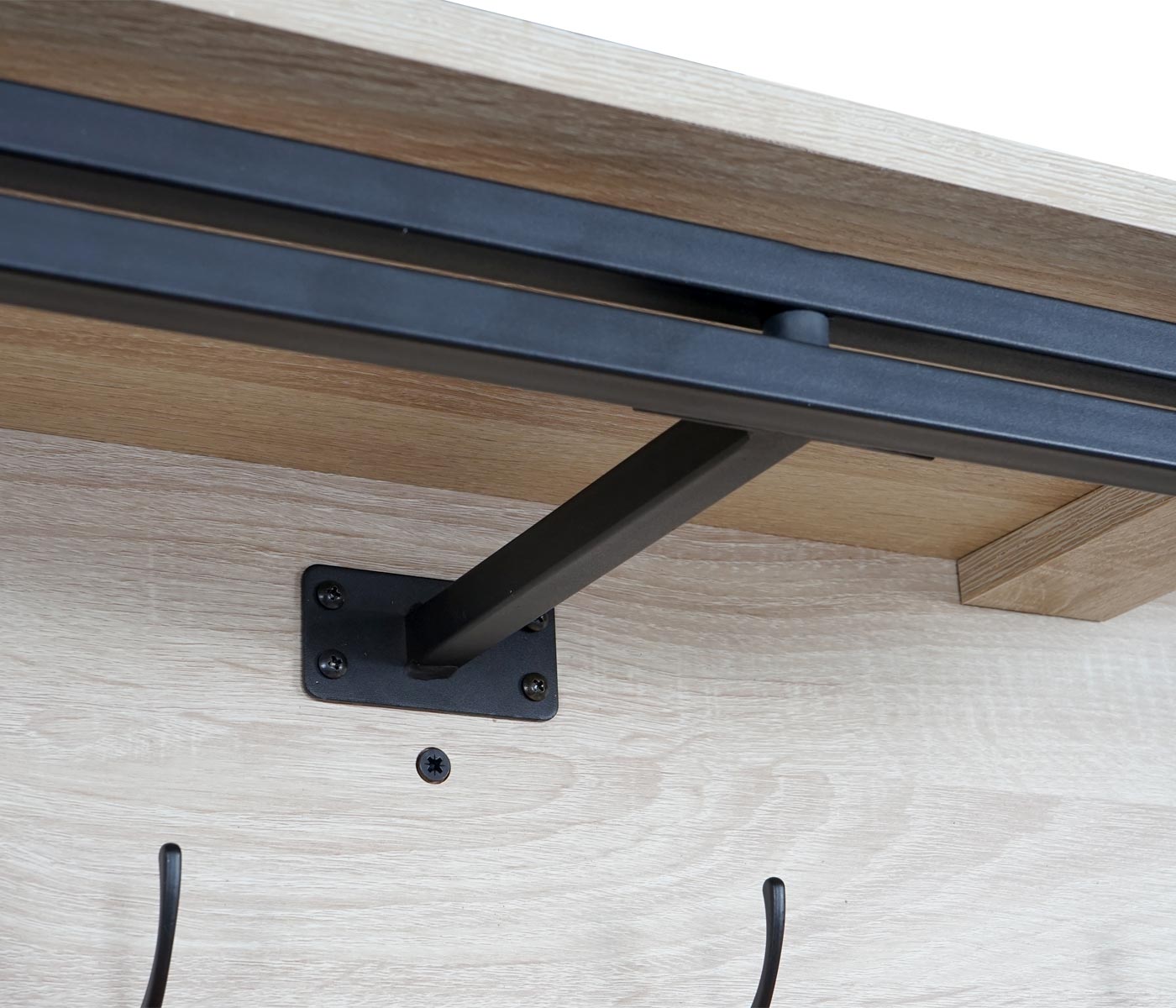 Wandkapstok MCW-A27, kapstokplank, 4 haken 24x75x24cm 3D structuur ~ eiken look