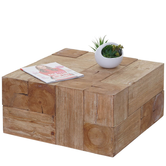 Salontafel MCW-A15c, woonkamertafel, massief rustiek dennenhout MVG-gecertificeerd 30x60x60cm
