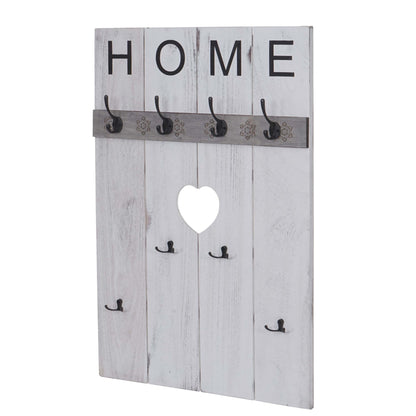 Wandkapstok MCW-C89 Home, kapstok paneel kapstok, shabby look vintage, 8 haken 91x60cm ~ wit, shabby