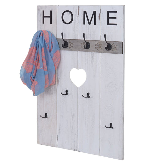 Wandkapstok MCW-C89 Home, kapstok paneel kapstok, shabby look vintage, 8 haken 91x60cm ~ wit, shabby
