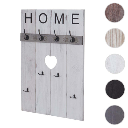 Wandkapstok MCW-C89 Home, kapstok paneel kapstok, shabby look vintage, 8 haken 91x60cm ~ wit, shabby