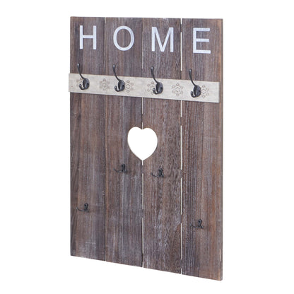 Wandkapstok MCW-C89 Home, kapstok paneel kapstok, shabby-look vintage, 8 haken 91x60cm ~ bruin, shabby