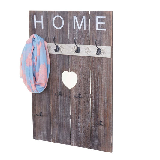 Wandkapstok MCW-C89 Home, kapstok paneel kapstok, shabby-look vintage, 8 haken 91x60cm ~ bruin, shabby