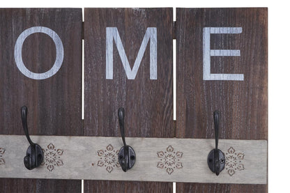 Wandkapstok MCW-C89 Home, kapstok paneel kapstok, shabby-look vintage, 8 haken 91x60cm ~ bruin, shabby