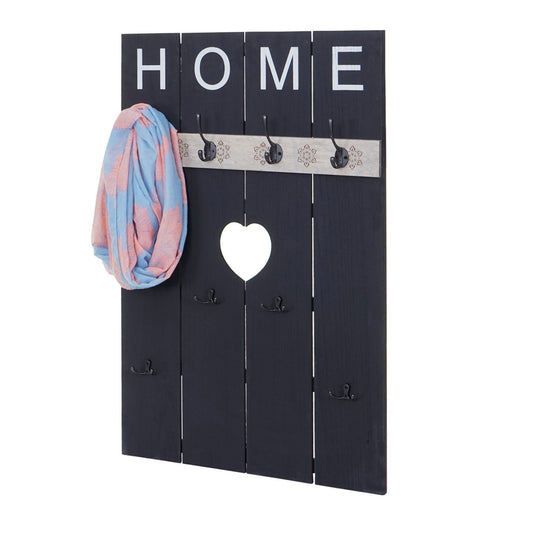 Wandkapstok MCW-C89 Home, kapstok paneel kapstok, shabby look vintage, 8 haken 91x60cm ~ donkergrijs, shabby